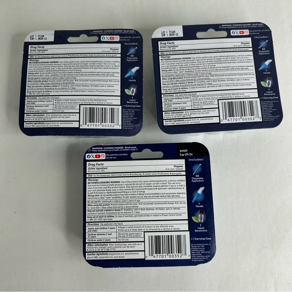 DenTek Instant Pain Relief Maximum Strength Kit for Toothaches 50 Count Lot of 3
